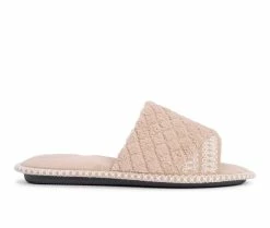 MUK LUKS Sally Micro Chenille Open Toe Scuff Slippers Honey Wheat