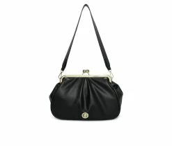 Giselle Paris Rachelle Large Kiss Lock Frame Handbag Black