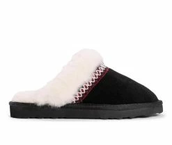 MUK LUKS Women's Dawn Suede Scuff Slippers Ebony