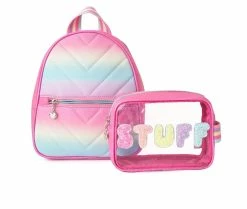OMG Accessories Stuff Rainbow Set Backpack And Pouch Flamingo