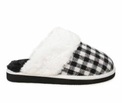 Minnetonka Women's Chesney Slide Slippers Black/White Chk