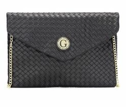 Giselle Paris Esme Woven Clutch Handbag Black