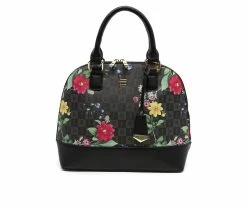 London Fog Tulip Signature Satchel Handbag Black