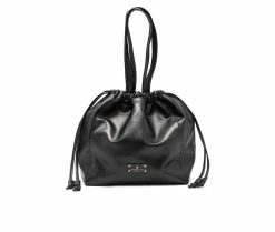 London Fog Irina Drawstring Satchel Handbag Black