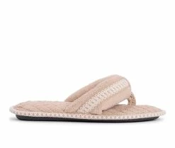 MUK LUKS Darlene Micro Chenille Thong Slippers Honey Wheat