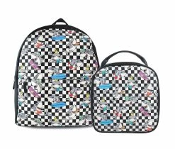 OMG Accessories Shark Skate Chkrbd Backpack Lunch Combo Black