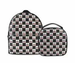 OMG Accessories Shark Checkerboard Backpack Lunch Combo Black