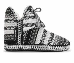 MUK LUKS Amira Bootie Slippers Black/White