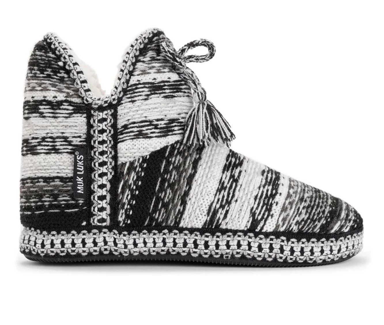 MUK LUKS Amira Bootie Slippers Black/White
