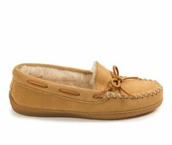Minnetonka Women's Pile Lined Hardsole Moccasins Tan