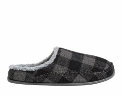 Deer Stags Nordic Clog Slippers Gry/Blk Plaid
