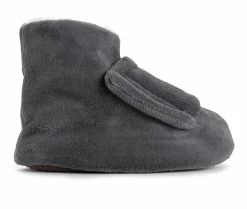 MUK LUKS Men's Adjustable Shearling Bootie Slippers Steel Grey