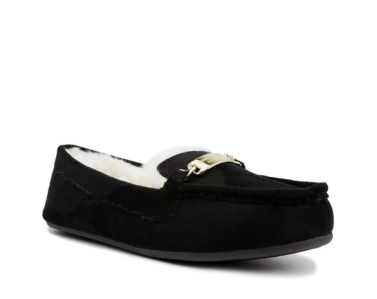 London Fog Lisa Moccasin Slippers Black - Image 3