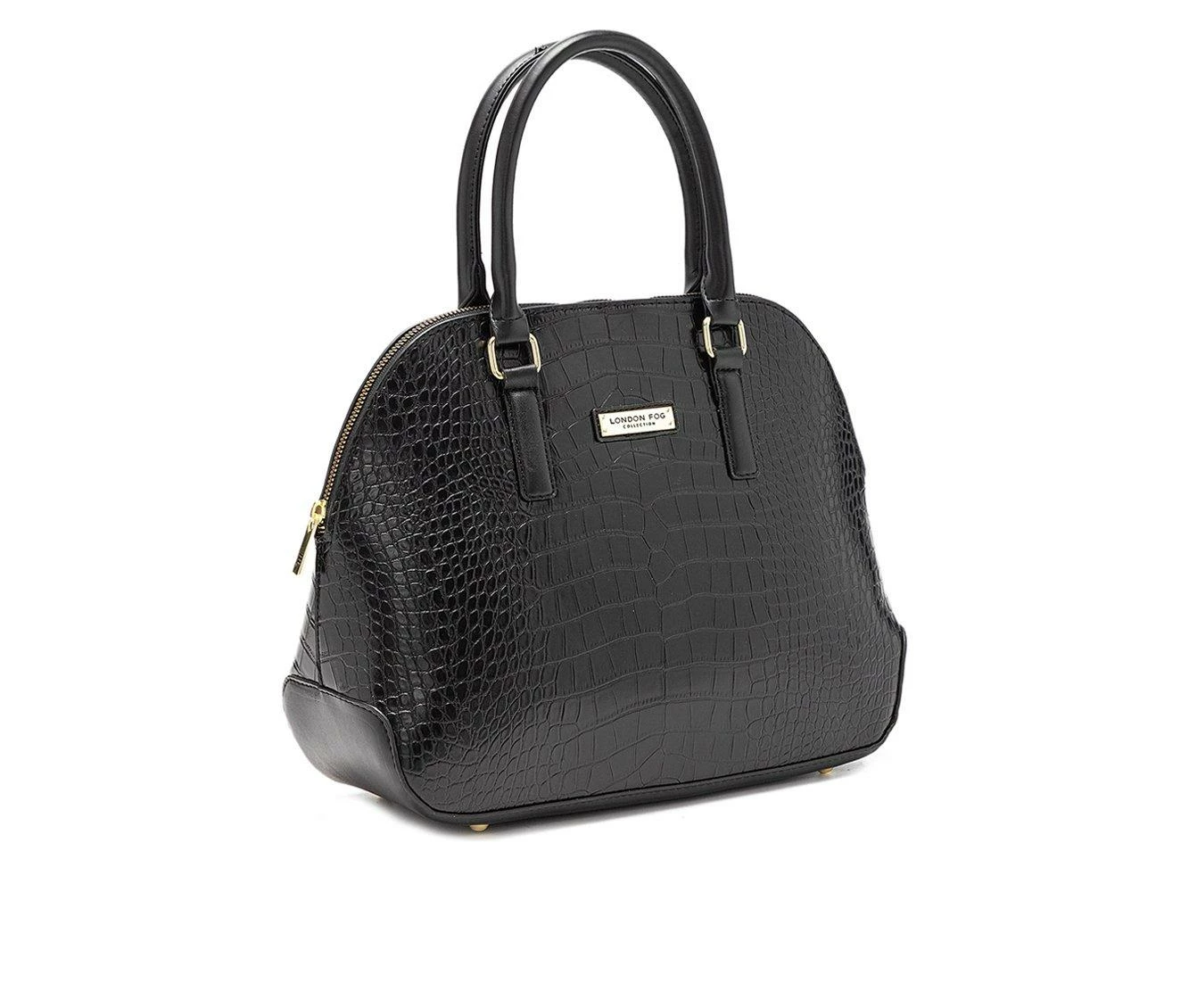 London Fog Caroline Croco Satchel Handbag Black - Image 3