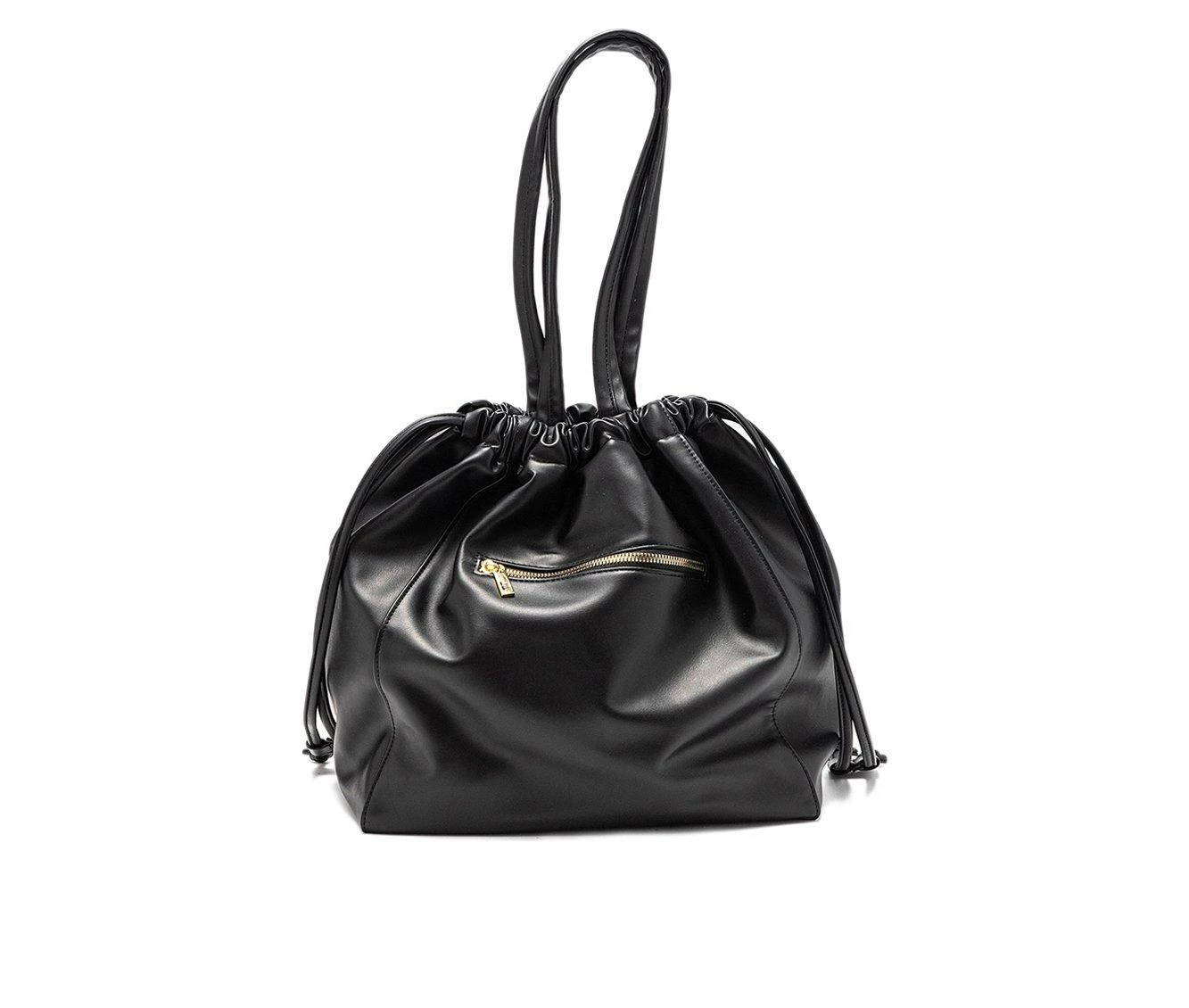 London Fog Irina Drawstring Satchel Handbag Black - Image 4