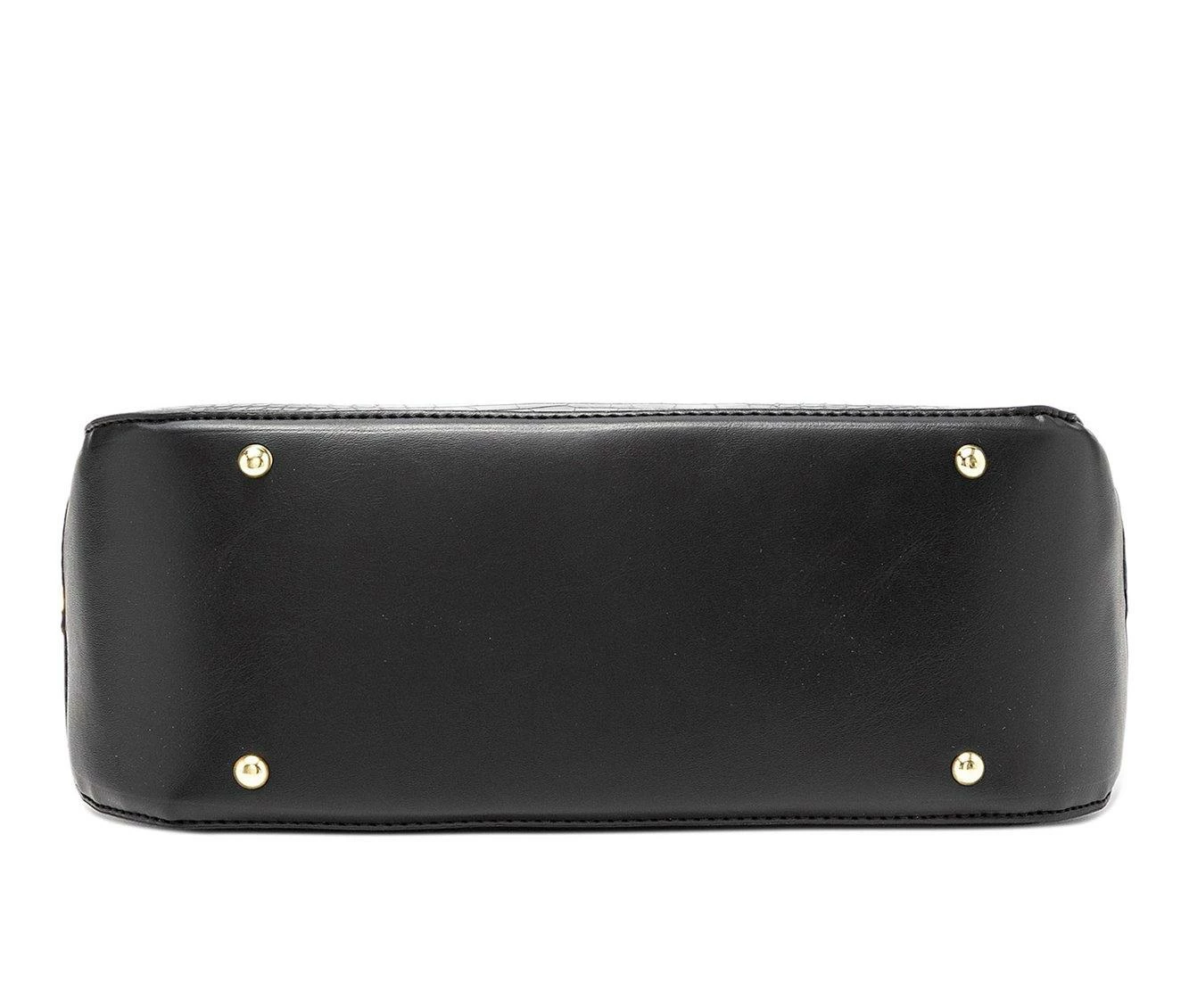 London Fog Caroline Croco Satchel Handbag Black - Image 5