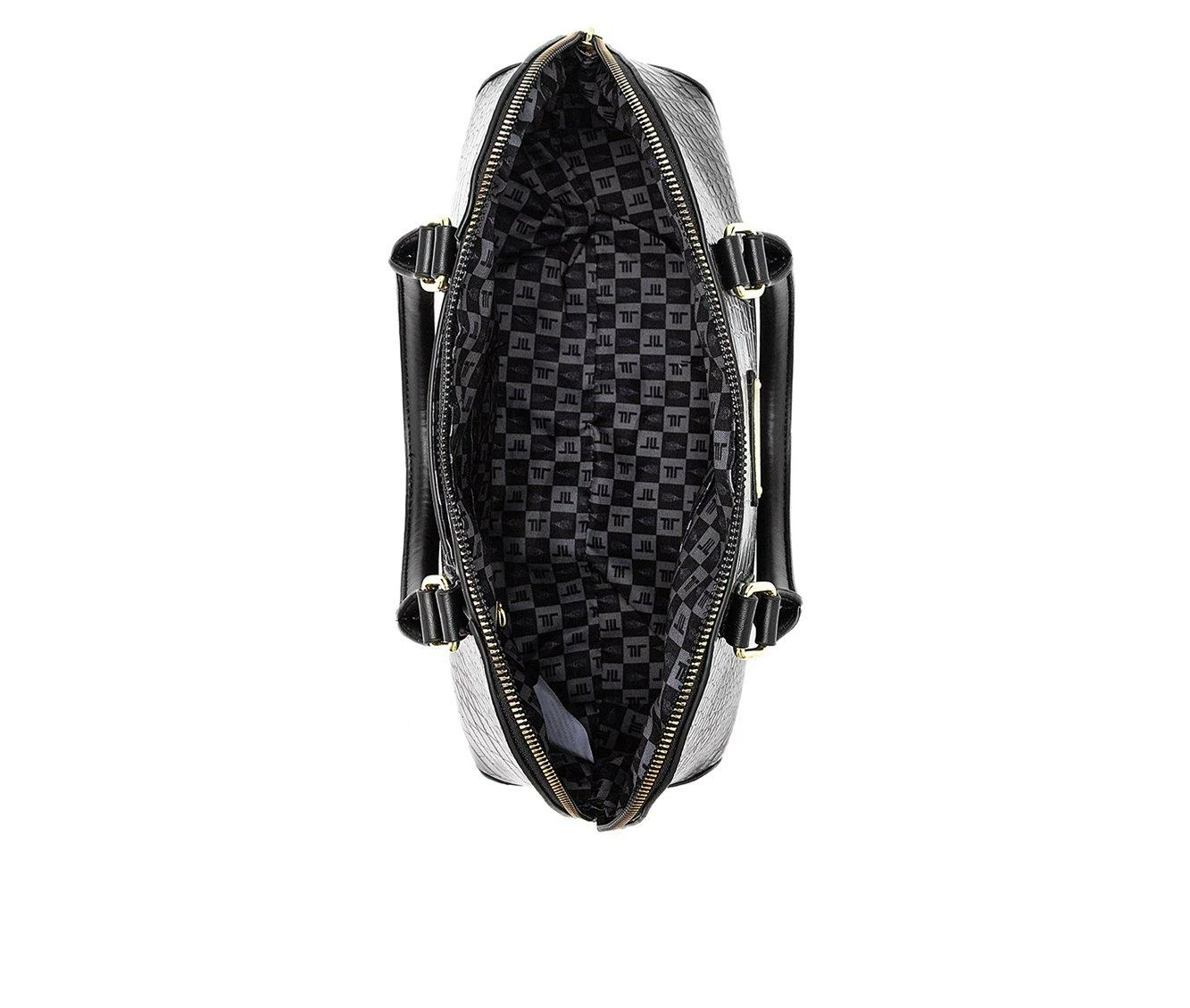 London Fog Caroline Croco Satchel Handbag Black - Image 6